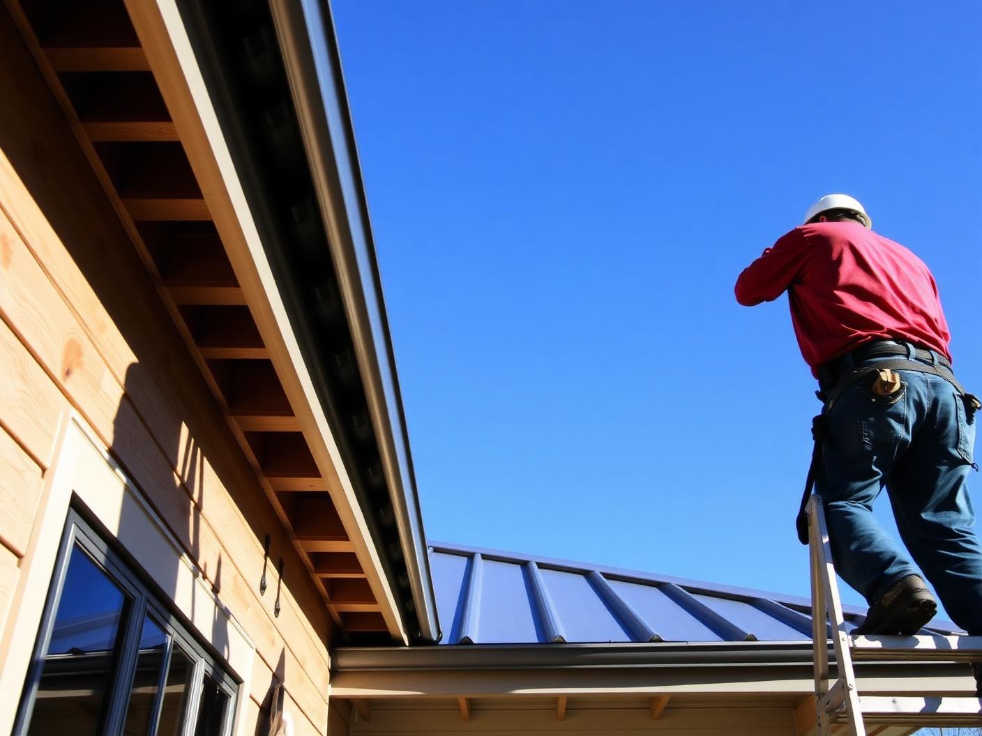 New standing seam metal roof being installed