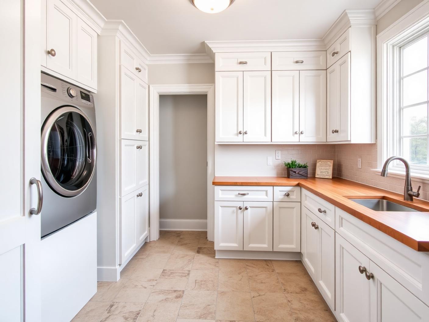 Remodeled laundry and mudroom with custom cabinetry