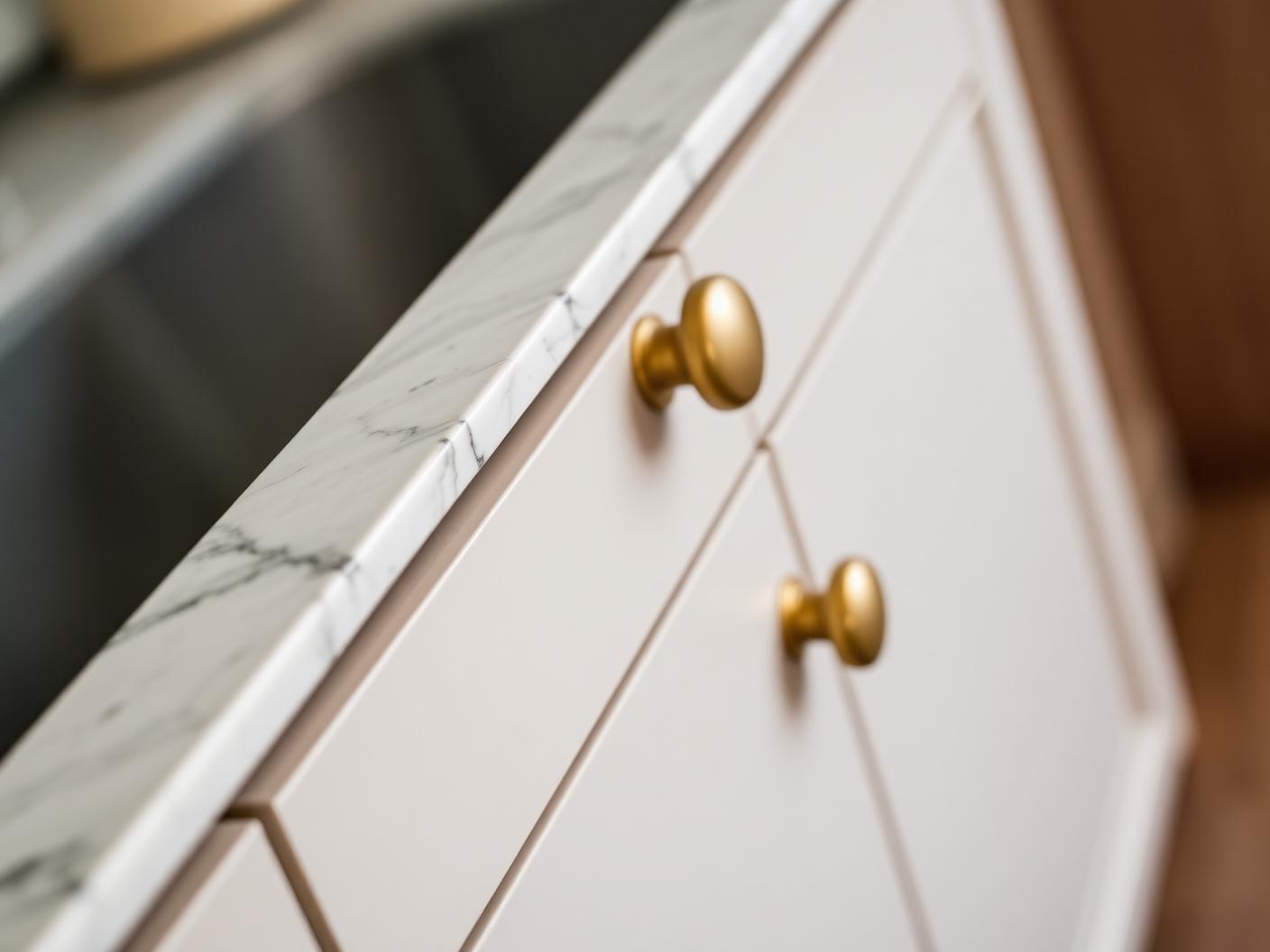 Cabinetry and countertop detail in the renovated kitchen