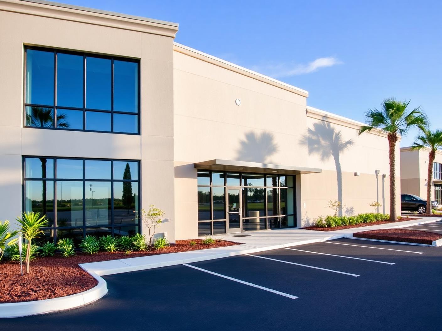 Renovated two-story commercial office building exterior